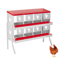 Chicken Nesting Boxes 8 Holes Galvanized Steel Rustproof Egg Laying Box with Egg Collection Systems, Hen Eggs Laying Box, Ventilated/Easy to Install, for Chicken House/Duck House/Hen - color: Red, size: 8 Holes with Legs