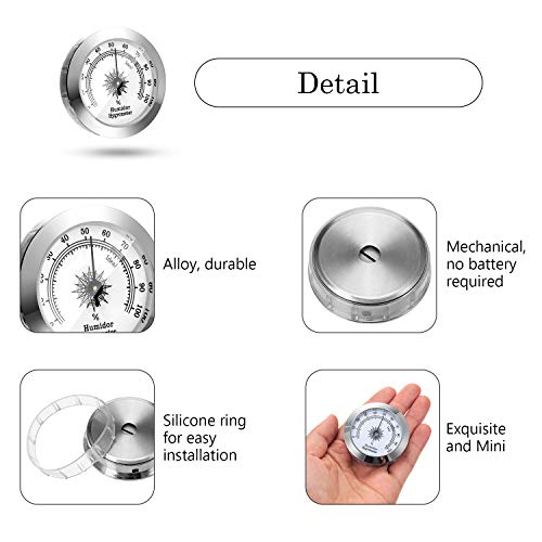 Frienda 2 Pcs Hydrometer 2 Inch Humidity Meter Cigar Humidor Hygrometers Round Cigar Hygrometer for Humidor Cabinet Cans(Silver, Gold) - color: Silver, Gold