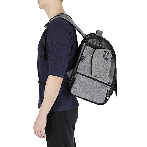 Petsfit Bird Carrier Medium Size with Stainless Steel Bowl, Parrot Backpack Includes Slide Tray for Easy Cleaning, 13" x 10" x 16" - color: Grey A, size: 13"L x 10"W x 16"H