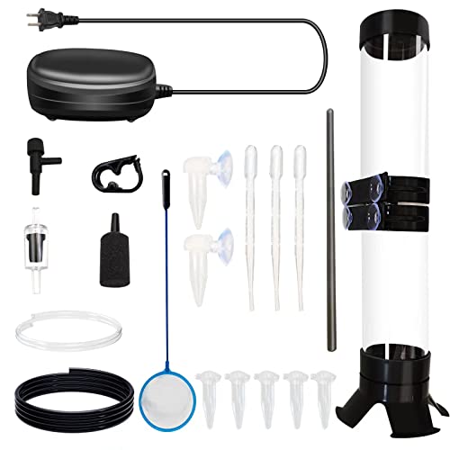 brine Shrimp Hatchery， brine Shrimp Eggs Incubator Kits,Multifunctional Artemia Hatchery with air Pump,Live brine Shrimp net,Feeder,storagerand and Large Clip(Set of 20pcs)