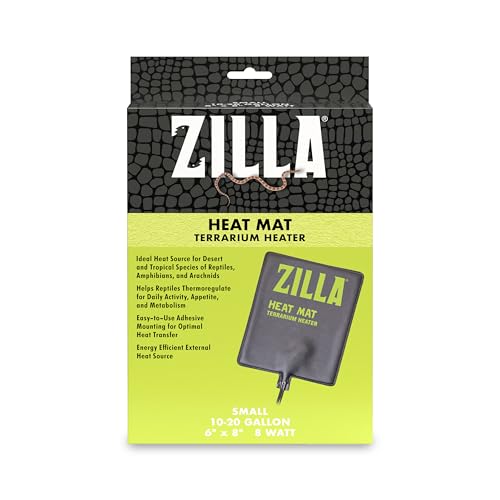 Zilla Heat Mat, Terrarium Heater for Reptiles, Snakes (Ball Pythons, Corn Snakes), Leopard Geckos, Tortoises, Amphibians and Arachnids, Small, Fits 10-20 Gallon, 8 Watt | Terrarium Heater for Reptiles, Snakes (Ball Pythons, Corn Snakes), Leopard Geckos, T