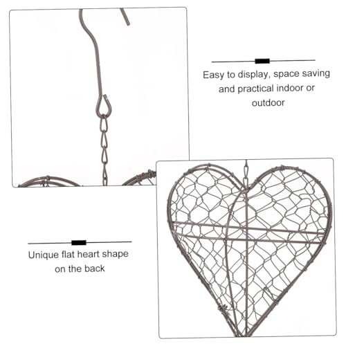 HANABASS 3pcs Flower Hanging Basket Heart Shape Frame Pot for Home Decoration Rustic Wall Planter for Plants and Greenery Display - color: Brown3, size: 36.5X20CM
