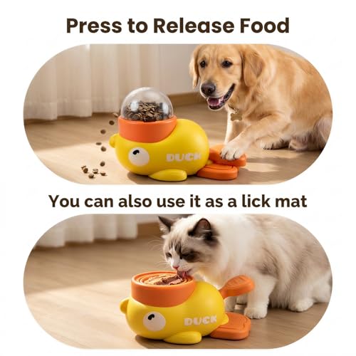 Duck Treat Dispenser for Cats and Small Dogs to Train Problem-Solving Skills, Dog Slow Feeder to Prevent Bloating, Cat Puzzle Feeder to Improve IQ,Interactive Treat Dispensing Enrichment Toy