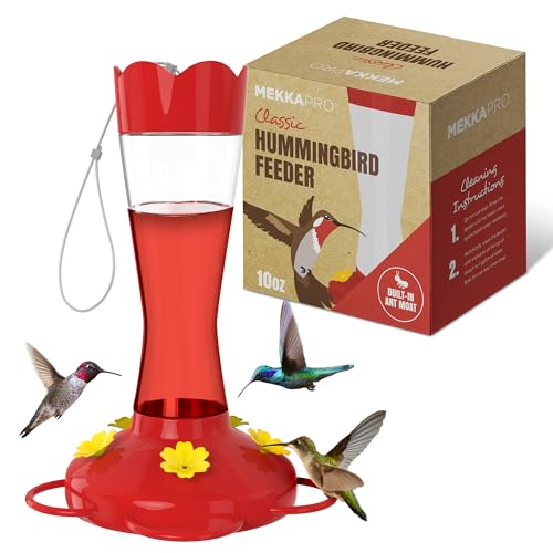 MEKKAPRO Outdoor Glass Hummingbird Feeder, Red, 5 Feeding Stations 10 oz | Designed Ant And Bee Proof For Hanging Use, This Backyard Feeder Includes 5 Nectar Feeding Stations For Outdoor Hummingbirds - color: Classic, size: 10oz