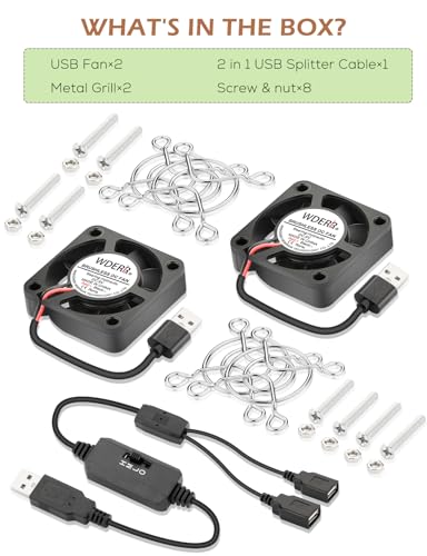 40mm x 10mm Mini 5V USB DC Brushless High Speed Computer Cooling for 3D Printer Electronic Cabinet Helmet Terrarium Ventilation Replacement Cooler 2-Pack - size: 4010 USB