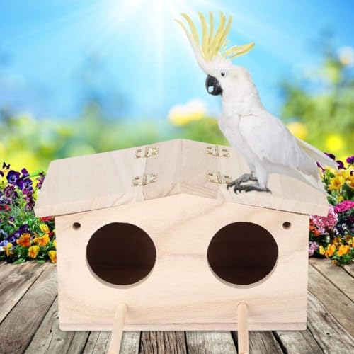 Parakeet Nesting Box, Bird House Wood Breeding Box Parrots Mating Box Bird House Budgie Pet Bird Nests House for Parrots Swallows Breeding Box Cage Birdhouse Accessories