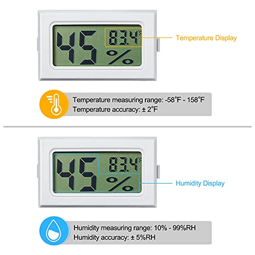 Weewooday 3 Pcs Digital Humidity Meter with Probe LCD Thermometer,White | Fahrenheit Display for Incubator Reptile Brooder Greenhouse, Remote Sensor Probe, Accurate Monitor for Chicken Coop Plant - size: White