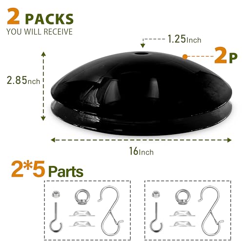 16-Inch Widened Bird Feeder Cover,Hummingbird Feeder Rain Guard,Squirrel Baffle for Bird Feeders,Squirrel-Proof for Outside Tree Trunk or Eave,Funny Gift for Men(Black), 2 Pack - color: Black, size: 16''/2P