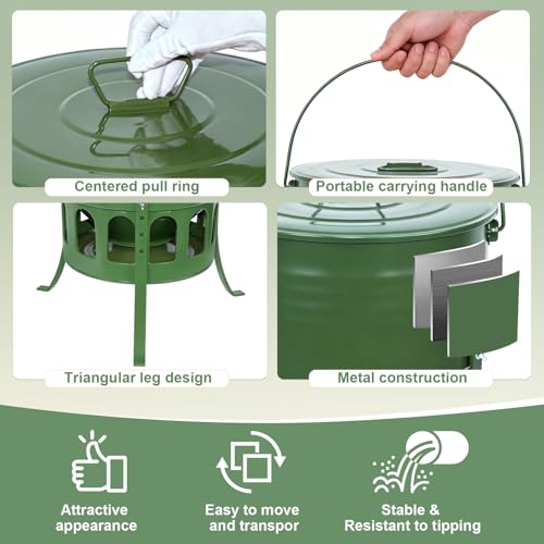 30lbs Metal 12-Port No-Waste Chicken Feeder with Legs | Chicken & Poultry Feeder with Powder-Coated Rust-Proof Finish, Ideal for Chickens Ducks Geese, Backyard Farms, Avocado Green - color: Avocado Green
