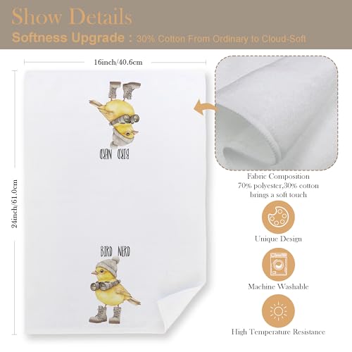 Funny Bird Nerd Kitchen Towels–Upgraded Fabric, Birds Lover Watcher Gift Dish Tea Towels for Kitchen, Birding Gifts Decorative Hand Towels for Bathroom Decor, 16x24 Inch - color: Upgraded Cotton Towel - Bird Nerd