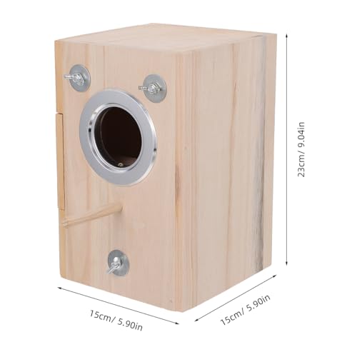 POPETPOP Bird Breeding Box Wooden Nesting Box for Parakeets Bird Nest House for Cage Use Natural Parrot Mating House with Divided Interior 9.05 X 5.90 X 5.90 in