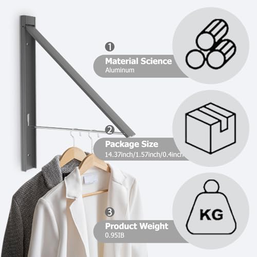 Clothes Drying Rack Folding Indoor,Laundry Room Organization,Wall Mounted Drying Racks for Laundry,Laundry Drying Rack Collapsible,Laundry Drying Rack,Retractable Clothesline (Gunmetal Gray) - color: Gunmetal Gray