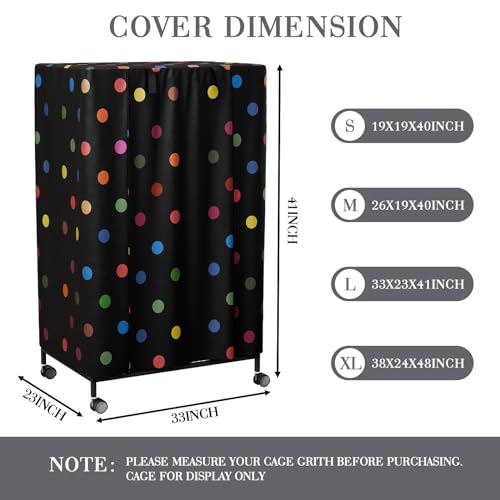 Tchvt Ultra Blackout Birdcage Cover, Max Light Blocking for Night Fright | Good Night, 210D Oxford, Breathable, Machine Washable, Zipper Panel, Fits 19-38" Tall Cages, Calming Dark for Birds,Polka Dot - color: Polka Dot, size: L-33x23x41 inch