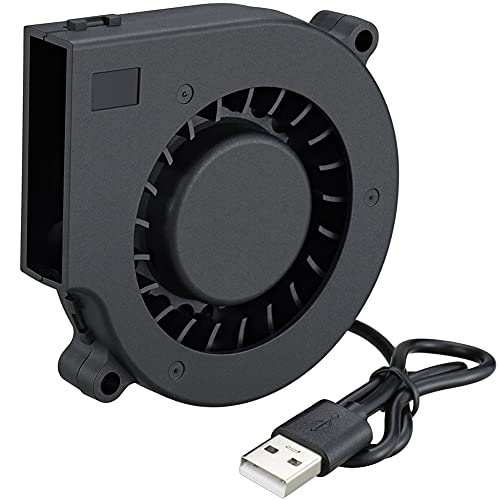GDSTIME 75mm USB Blower Fan with 3 Speeds Control, 7515 5V DC Brushless | 75mm x 15mm, Turbine Turbo Fan, Adjustable, for Cosplay/Welding Helmet, Laptop, 3D Printer, Dehumidifier Cooling Ventilaiton - size: 75mm x 15mm