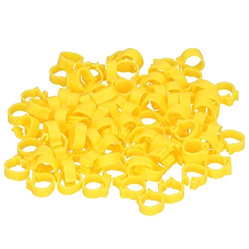 Omabeta 100PCS Reusable 8mm Pigeons Identification Leg Rings for Easy Dovecot Management and Marking, Lightweight Plastic Bands for Poultry Supplies (Yellow) - color: Yellow