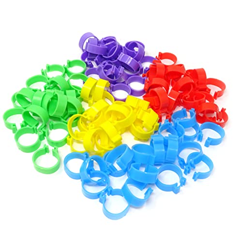 Honbay 100PCS 5 Colors Poultry Foot Rings Leg Bands Clip-on Rings for Birds, Ducks and Chickens (20mm(4.4-11lbs))