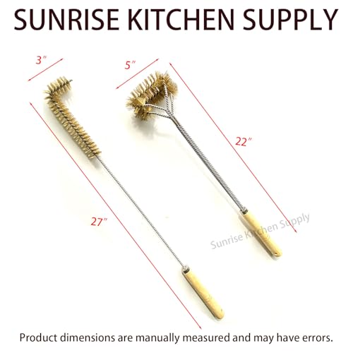 SUNRISE Fryer Brush with Long Handle (Brass, L and Double Brush) - color: Brass, size: L and Double Brush