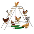 Wooden Chicken Roosting Bars with Swing & 2 Feeders | Chicken Perch Stand Coop Accessories for Outdoor Chicken Playground, Exercise Toy for Backyard Poultry Farm, Easy Assembly