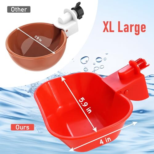 XL Chicken Waterer Cups, 4-Pack Automatic Chicken Water Cups | Poultry Watering Cups, Duck Waterer, Chicken Coop Accessories, Large-Capacity Design, for Chickens, Ducks, Geese & Turkeys
