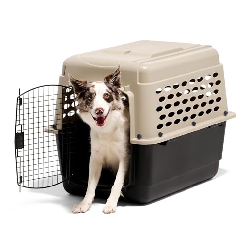 Petmate Vari Dog Kennel - Portable Dog Carriers & Crates for Medium Dogs, Airline-Friendly, Durable Plastic, Pet Carrier For Home and Travel, 32 Inches, Taupe and Black - size: 32.0"L x 22.5"W x 24.0"H
