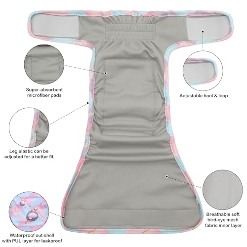 Female Dog Diapers Reusable No Tail Hole Period Panties Washable 3 Pack Diapers Female for Docked-Tail Frenchie French Bulldog Boston Terrier Without Tail U-WWD07S - size: S(Waistline:11"-15")