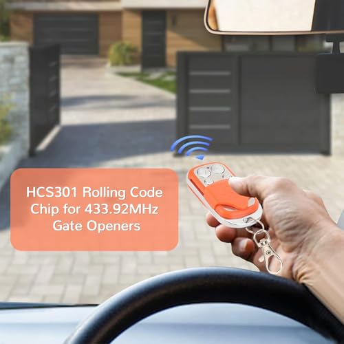 4Pcs Garage Door Opener Remote for 433.92MHz, HCS301 Rolling Code Chip Automatic Gate Opener Remote Replacement for Barn Doors, Warehouse Doors & Chicken Coop Doors, up to 131FT