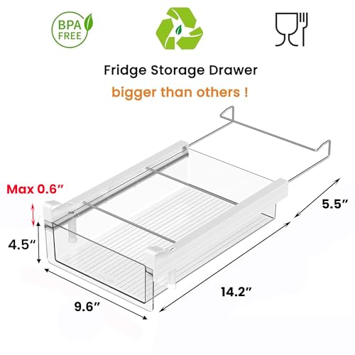 Deeper Refrigerator Drawers, Adjustable Refrigerator Shelf 14-19.5 Inches Large Fridge Drawer Organizer Pull Out, Deli Meat Container for Produce, Cheese, Bacon-XL - color: XL