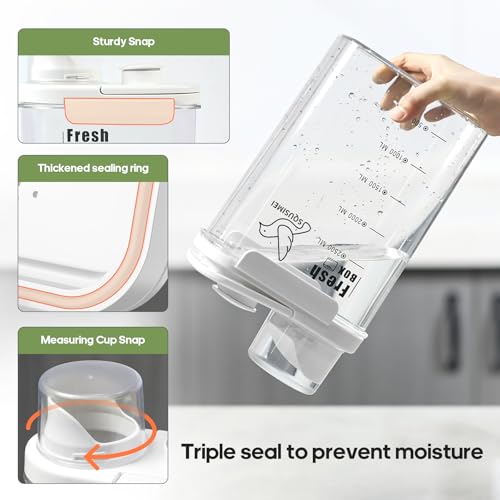 3 Qt/2.8 L Bird Seed Storage Container with Lids Airtight Measuring Cup, Bird Seed Dispenser Pet Food Container Are Used to Store Bird Food, Chicken Feed BPA Free (2.8L, White) - color: 2.8L/White
