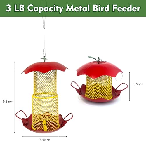 Bird Feeder, Apple Shaped Metal Wild Birdfeeder for Outdoor Hanging, Garden Yard Decor Gift for Women Mom Father