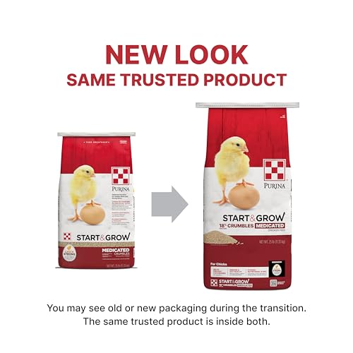 Purina Start & Grow | Nutritionally Complete Medicated Chick Feed Crumbles | 25 Pound (25 lb.) Bag