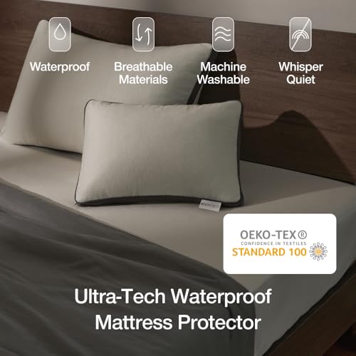 Coop Home Goods Ultra-Tech Waterproof Mattress Protector Cal King, Smooth Top Mattress Pad, Waterproof Cover, Up to 18 Inches Deep, Machine Washable, Noiseless Comfort, Cal King (72x84) - size: California King, style: Ultra-Tech