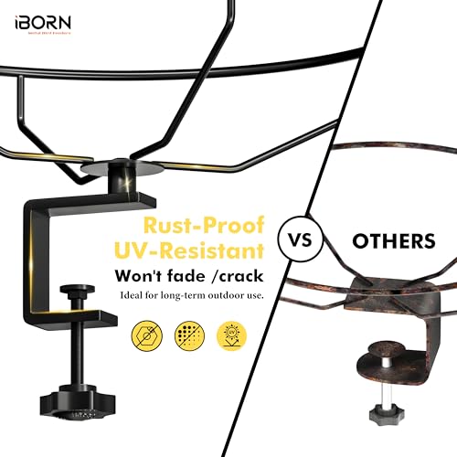 iBorn Bird Bath,Deck Mounted Bird Baths 12inch,Birdbath for Outside with Clamp 3.2inch,BPA-Free Bowl,Chew-Proof,Fully Detachable Design,Easy Clean & Refill,Terracotta,1 Pack（Not Include Fountain） - style: Deck Mounted Bird Bath Terracotta