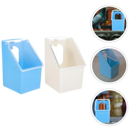 BESTonZON 2pcs Hanging Pigeon Feeder with Lid, Small Plastic Feeding Bowl and Water Container for Bird Cages, Multifunctional Poultry Feeder for Pet Birds and Pigeons
