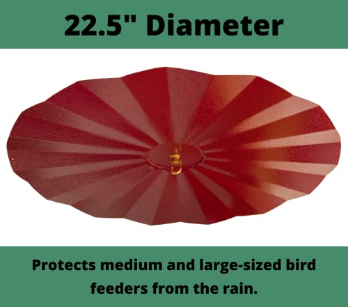 Metal Rain/Weather Guard - Perfect for Outdoor Bird Feeders, Seed Cylinders, Hummingbird Feeders, Cylinder Feeders and More Against Water, Sun, and Overhead Messes Rust Proof, - color: Red, size: 22.5 Inches