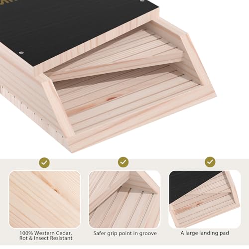 Bat House Bat Box Double Chamber Outdoor House Nursery Bat Shelter Habitatbig bat Box Handcrafted from Cedar Wood - Easy for Bats to Land and Roost - Weather Resistant & Ready to Install - color: Black 1