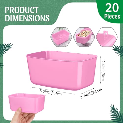 Zhehao 20 Pcs Bird Cage Cups Chicken Feeder Waterer Cups 18 oz Pigeon Feeder Plastic Poultry Wire Cage Hanging Chicken Water Bowl for Pet Bunny Poultry(Pink) - color: Pink