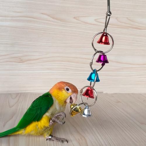 3Pcs Bird Bells Toy Chewing Hanging Ring Toy Cage Bite Colorful Bells Chandelier Parrot Cage Craft Toys for Pet Budgie Parakeet Cockatiel Macaw African Grey Lovebird Quaker Parrot