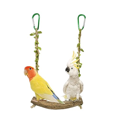 Bird Swing Stand Bird Perch Stand Parrot Rope Swing Hanging Toy Cage Toys Training Stand Holder Exercise Stand Bird Chewing Toy for Lovebird, Budgie Conure Finches Lovebird Cockatiel, 7.9 x 7.1 Inch