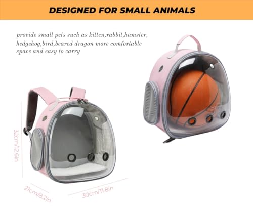 Small Animal Carrier Guinea Pig Backpack,Transparent, Breathable Backpack Carrier for Hedgehogs, Rabbits, Birds, Squirrels, Hamsters, Lizards Comfortable, Portable Travel Bag for Small Pets (Pink) - color: Pink