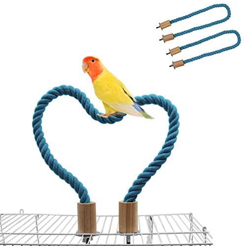 2 Pack Bird Rope Perch & Swing, Bird Cage Stand Pole Accessories, Climbing Toy for Parrot, Parakeet, Budgies, Cockatiels & Lovebirds (39.37"/100 cm) - color: Blue, size: 39.37 inches
