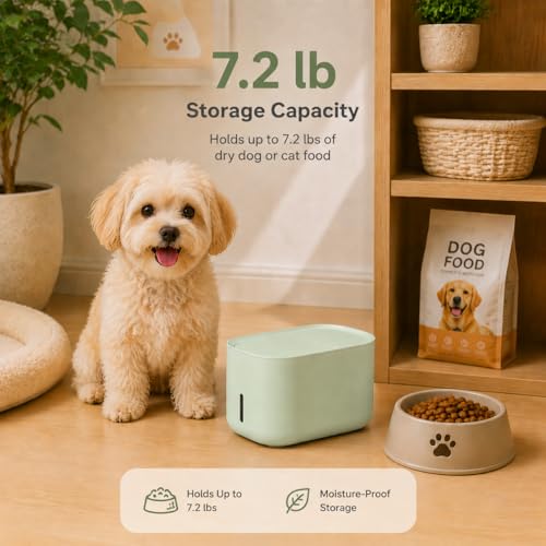 Zuutii Dog Food Storage Container with Lid, 6.9Qt Pet Food Storage Bin for Dry Dog & Cat Food, Moisture-Proof Kibble Container, Holds Up to 7.2 lbs(Creamy Green) - color: Creamy Green