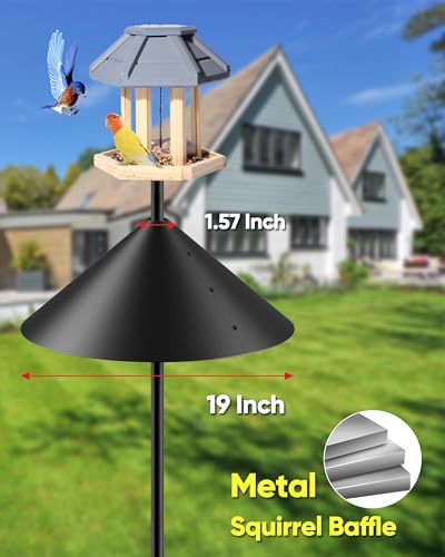 19 Inch Metal Squirrel Baffle for Bird Feeder Pole | Outdoor Squirrel Proof Bird Feeders, Bird House Guard for Shepherd’s Hook, Rust Chew Proof Heavy Duty - style: Pole Mount