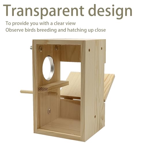 Parakeet Nesting Box Transparent Bird Nest Breeding Box with Perch | 4.72 X 4.72 X7.87 INCH inch Parrot Mating Box Wood Bird House Aviary for cage - size: 4.72 X7.87 X 4.72 INCH