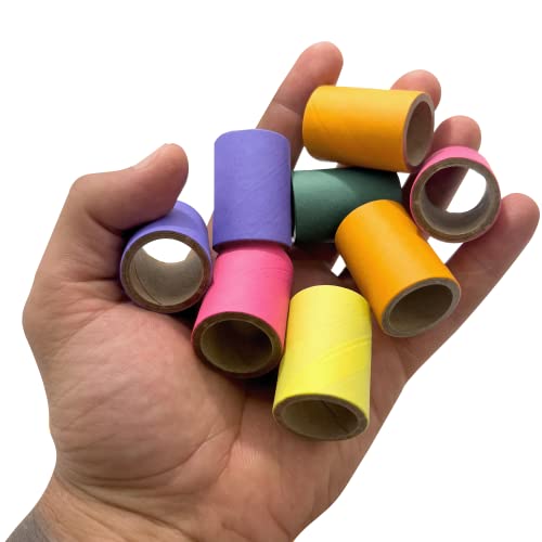by M&M 8009 PK10 1.5 Inch Mini Tube Donuts - Lightweight Colorful Chewable Compressed Cardboard Foot Toy, Easy Shredding, Great for Small to Medium Size Pet Birds - size: Pack (10)