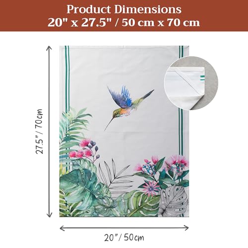 Maison d' Hermine Kitchen Towels Set of 3 Reusable 100% Cotton 27.50" x 20" | Cloth Tea Dish Towels Absorbent with Hanging Loop for Kitchen Dining Party Wedding Hotel Home Spring Summer - Tropiques - color: 025 - Tropiques