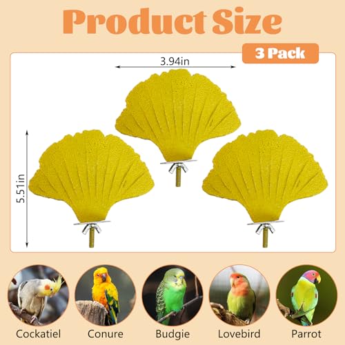 3 Pcs Parrot Perch Resin Bird Beak Grinding Stone Leaf Shape Perch Stand Foot Clawing Trimmer Bird Cage Accessories for Cockatiels Conures Budgies Lovebirds (Yellow) - color: Yellow, size: Ginkgo leaves