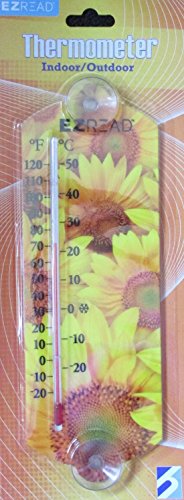 Headwind Consumer Products 840-0056 EZREAD Indoor/Outdoor Thermometer with Sunflowers 10" - color: Yellow