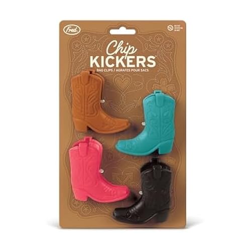 Genuine Fred CHIP KICKERS, Cowboy Boot Bag Clips, Set of 4, Western Themed, Durable Food Storage Clips, Keeps Food Fresh, Fun Kitchen Accessories - style: KICKERS