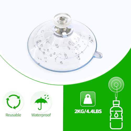 WENMIXER Suction Cups for Window Bird Feeders, 2.48"/63mm Clear PVC Strong Suction Pads with Screw Nut, Removable & Reusable Suction Cups for Wall, Window Hanging (2 Pcs)