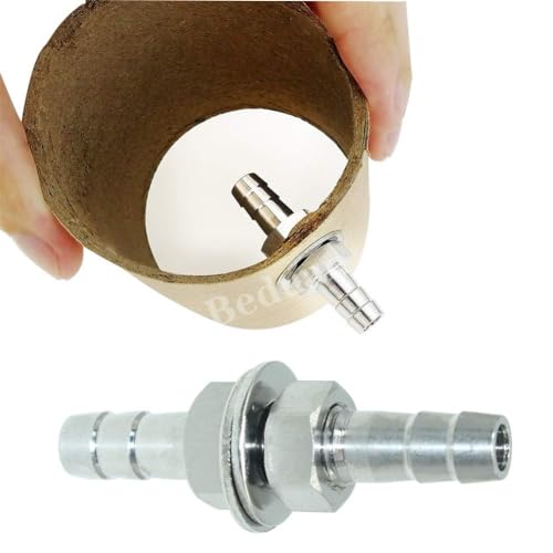 Beduan 5/16" Hose Barb Thru-Bulk Bulkhead Straight Hex Union Stainless Steel Fitting(Pack of 2) - size: 5/16" Hose Barb, style: Pack of 2